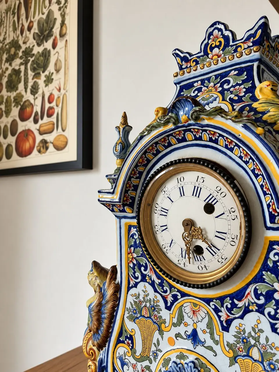 Horloge en faïence peinte